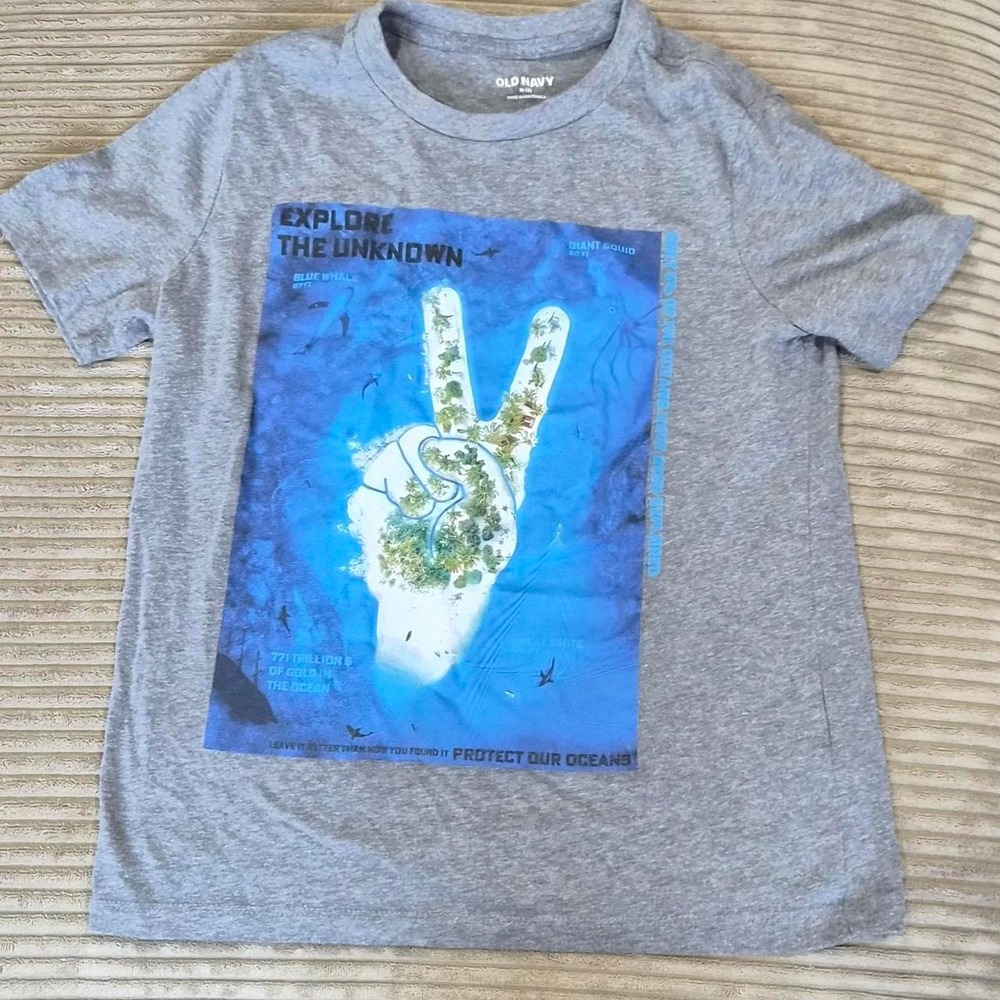 Old Navy Youth Ocean Peace Sign Graphic Tee Size M (8)